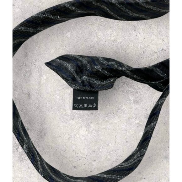 Z ZEGNA Silk Tie ITALY Gray Striped W:3.2" EUC - Picture 4 of 6